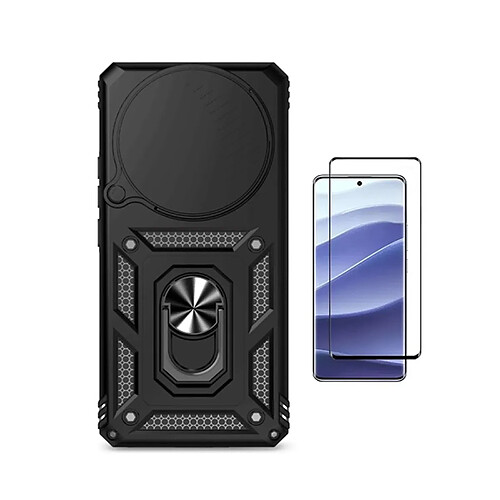 Kit De Film En Verre Trempé À Coque Complète 5D + Couvercle Coulissant De Défenseur Militaire Magnétique PHONECARE Pour Xiaomi Redmi Note 15 Pro 5G - Noir