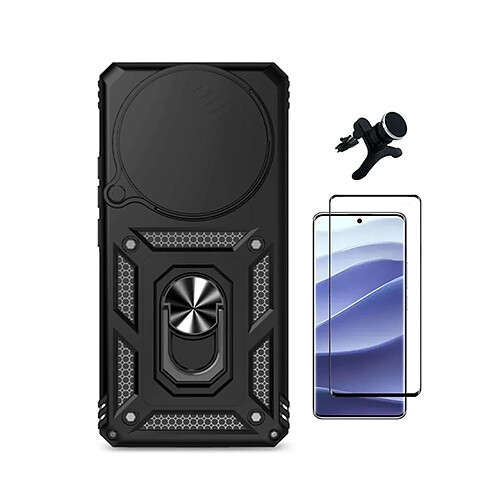 Kit De Film En Verre Trempé À Coque Complète 5D + Couvercle Coulissant De Défenseur Militaire Magnétique + Support De Voiture Magnétique Renforcé PHONECARE Pour Xiaomi Redmi Note 15 Pro + Plus - Noir