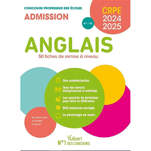 Anglais, 50 fiches de remise à niveau : CRPE, concours professeur des écoles 2024-2025 : admission M1, M2 · Occasion
