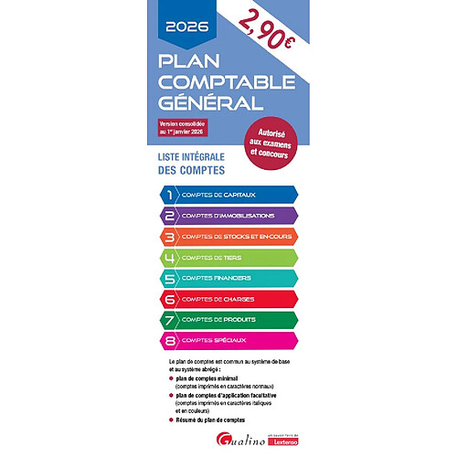 Plan comptable général 2026 : liste intégrale des comptes