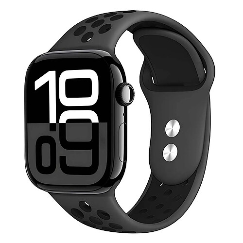 Crong Bracelet Sport Perforé pour Apple Watch 38 / 40 / 41 mm Réglable et Souple Noir