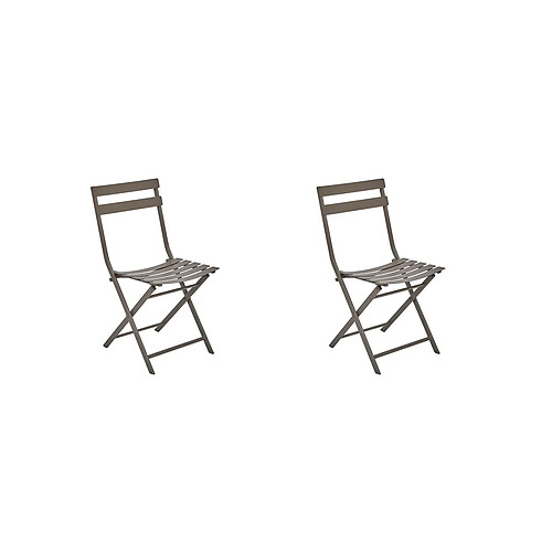 Lot de 2 Chaises de jardin métal pliante Greensboro Café - Hespéride
