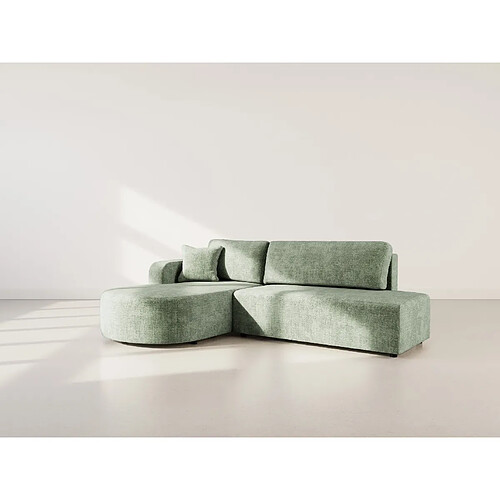 Bestmobilier Miro - Canapé d'angle gauche 4 places convertible avec coffre en velours texturé
