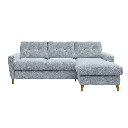 Casanova Canapé d'angle convertible tissu bouclette 4 places Bleu Gauche