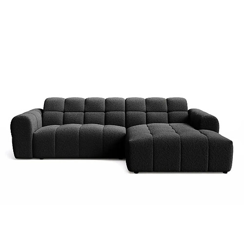 Casanova Canapé d'angle tissu bouclette 4 places Noir Droit