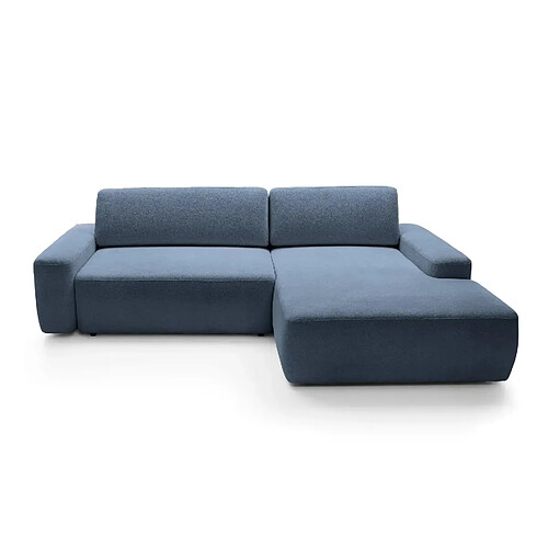 Casanova Canapé d'angle convertible tissu chiné 4 places Bleu Gauche