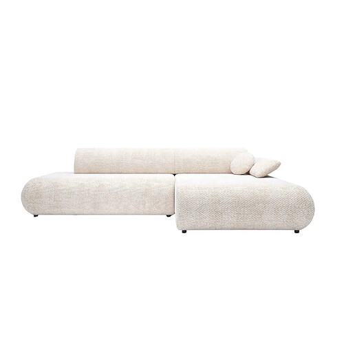Casanova Canapé d'angle convertible tissu lisse 3 places Beige Gauche