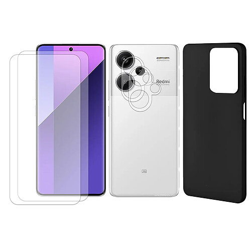 Protection intégrale Lot de 2 Verre Trempé pour Xiaomi Redmi Note 13 Pro+ Plus 5G 6.67"+ Lot de 2 Verre Trempé Caméra Arrière + Coque souple silicone Noir- Visiodirect -