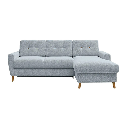 Casanova Canapé d'angle convertible tissu bouclette 4 places Bleu Droit