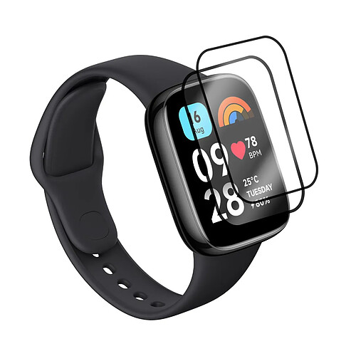Lot de 2 Verres trempé avec bords Noir pour Xiaomi Redmi Watch 3 1.75" M2215W1 - Film de protection - Visiodirect -