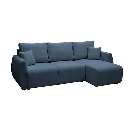 Casanova Canapé d'angle convertible tissu doux 3 places Bleu