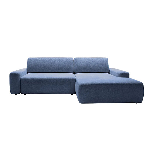 Casanova Canapé d'angle convertible tissu chiné 4 places Bleu Droit