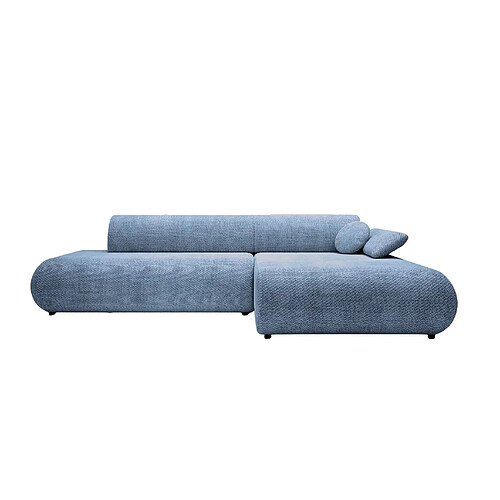 Casanova Canapé d'angle convertible tissu lisse 3 places Bleu Gauche