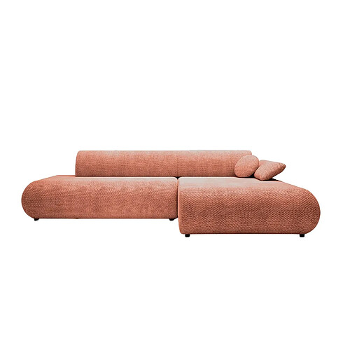 Casanova Canapé d'angle convertible tissu lisse 3 places Terracotta Droit