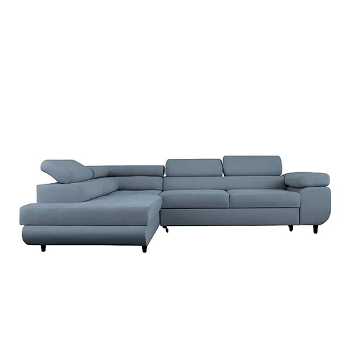 Casanova Canapé d'angle convertible tissu lisse 4 places Bleu Droit