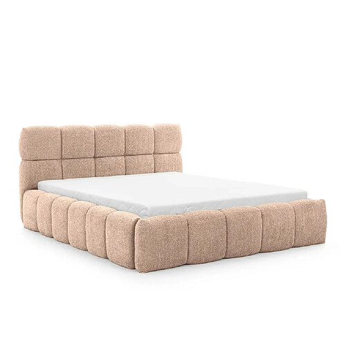 Casanova Lit coffre tissu bouclette 140x200cm Rose