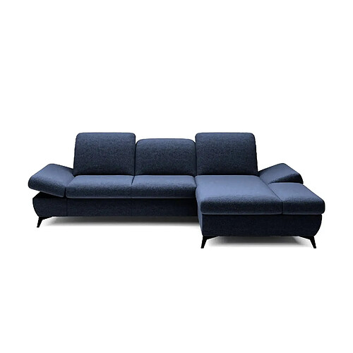 Casanova Canapé d'angle convertible tissu chiné 4 places Bleu Gauche