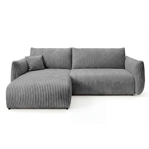 Casanova Canapé d'angle convertible velours côtelé 4 places Gris foncé