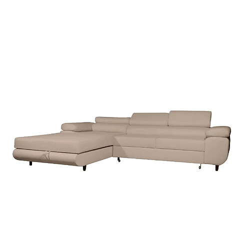 Casanova Canapé d'angle convertible tissu chiné 4 places Café Droit