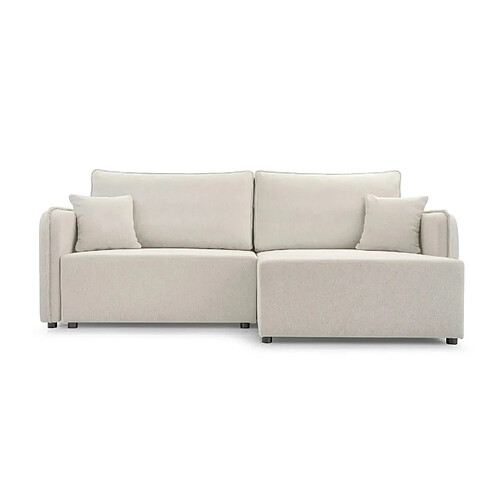 Casanova Canapé d'angle convertible tissu lisse 3 places Beige Gauche