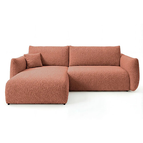 Casanova Canapé d'angle convertible tissu bouclette 4 places Terracotta