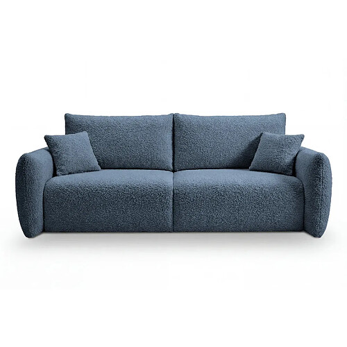 Casanova Canapé convertible tissu bouclette 3 places Bleu