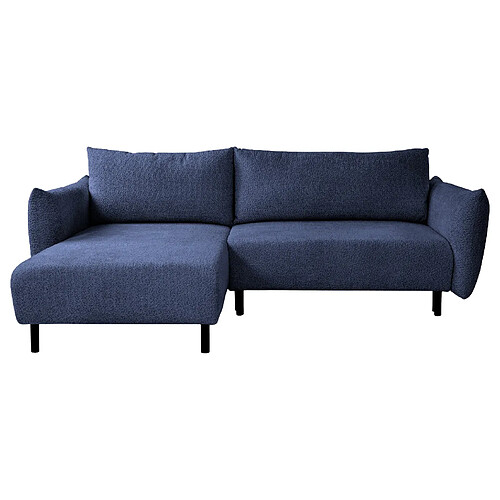 Casanova Canapé d'angle convertible tissu bouclette 4 places Bleu