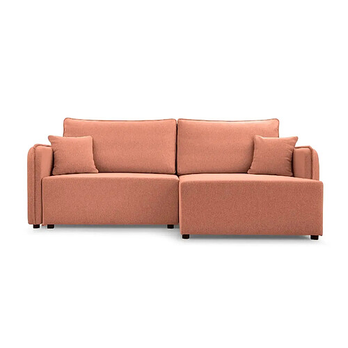 Casanova Canapé d'angle convertible tissu lisse 3 places Terracotta Gauche