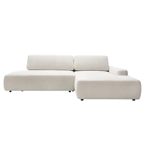 Casanova Canapé d'angle convertible coffre tissu chiné 3 places Beige Gauche