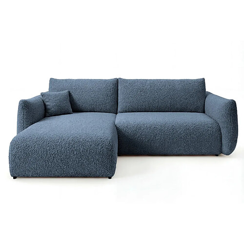Casanova Canapé d'angle convertible tissu bouclette 4 places Bleu