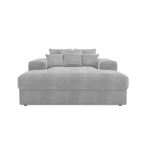 Casanova Canapé droit gros velours côtelé 2 places Gris clair