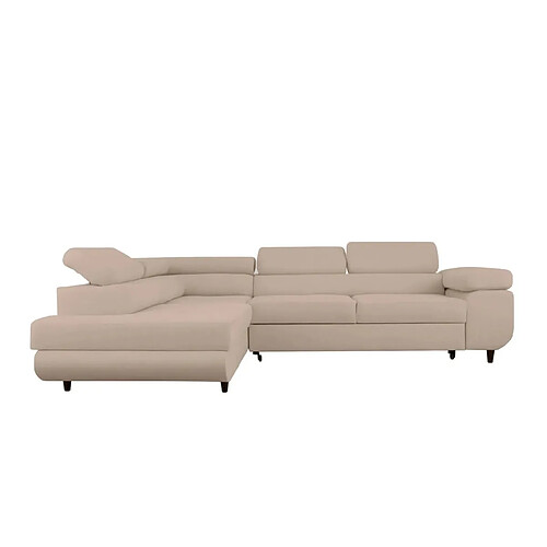 Casanova Canapé d'angle convertible tissu chiné 4 places Café Gauche