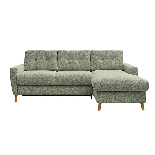 Casanova Canapé d'angle convertible tissu bouclette 4 places Vert Droit