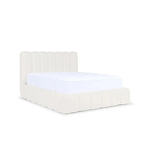 Casanova Lit coffre tissu chenille 140x200cm Blanc