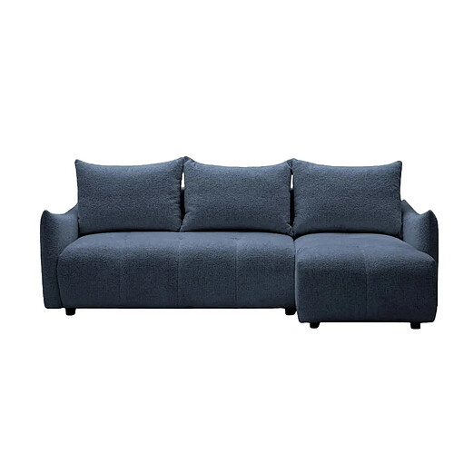 Casanova Canapé d'angle convertible tissu chenille 4 places Bleu 128cm