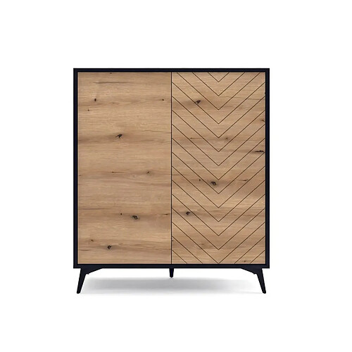 Casanova Commode 2 portes en bois 100cm - Marron et noir