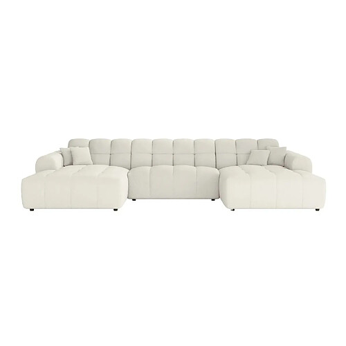 Casanova Canapé panoramique tissu bouclette 5 places Beige