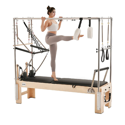 Vevor Reformer Pilates bois 181,44kg, double résistance, boîte/planche saut