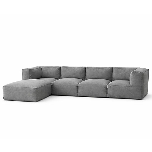 Concept Usine Salon de jardin modulable 5 places gris en tissu déperlant PRAIANO