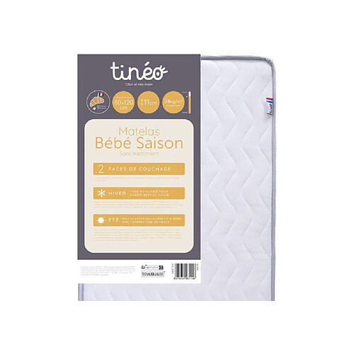 Tinéo TIN3275054961158 Matelas bébé saisonnier 60x120 cm 11 cm