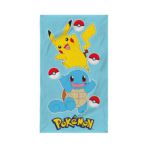 Cti Serviette de plage 70x120 cm Pokémon 100% Coton Oeko-Tex bleu clair
