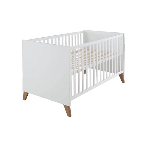 Roba 1911859 Lit bébé évolutif convertible 70 x 140 cm blanc pieds chêne