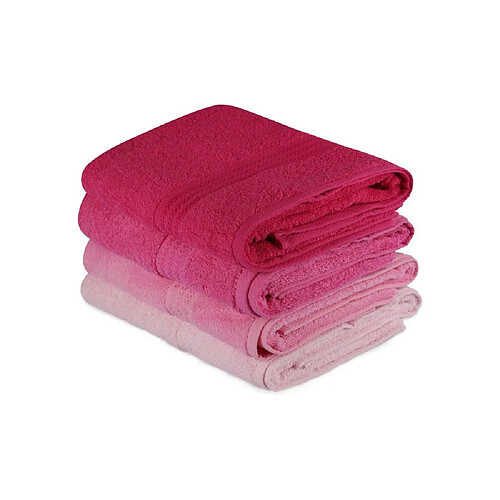 Aqua HOB8681181729434 Serviette de bain 70 x 140 cm lot de 4 dégradé rose