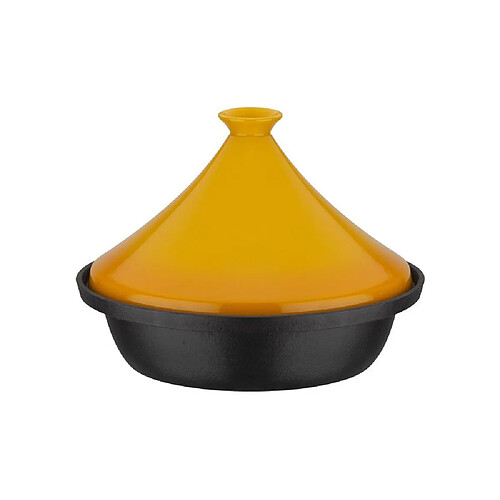 Gsw 717434 Tajine 30 cm tajine avec base fonte d'acier et couvercle céramique Noir/Jaune