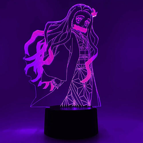Otaku Nezuko Lampe de nuit LED acrylique 16 couleurs télécommande USB-C 8x8x20cm 9322365