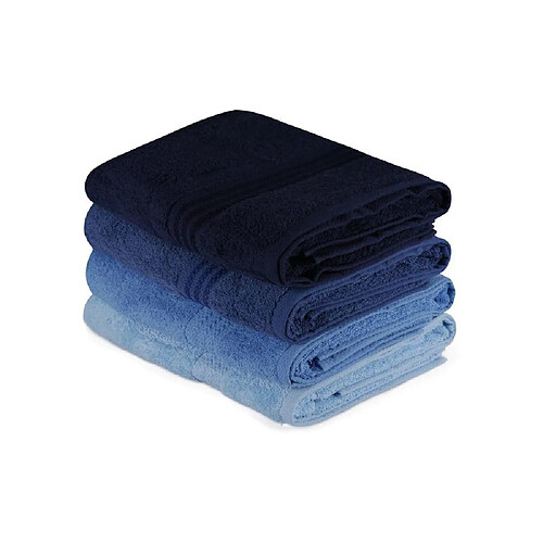 Aqua Set 4 serviettes de bain 70 x 140 cm 317HBY1417 bleu dégradé