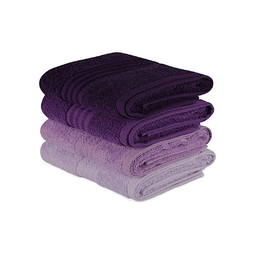 Asari 317HBY1257 Lot de 4 serviettes de main 50x90 cm violet dégradé 500 g/m²
