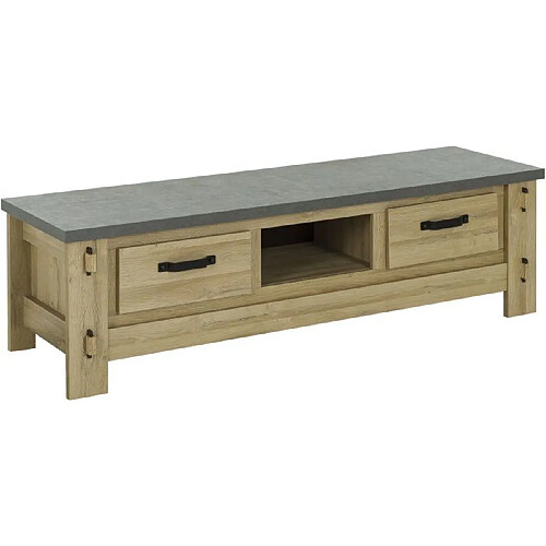 Meuble TV BROCELIANDE ? Finition chêne clair ? 172 × 50 × 49 cm ? GAMI