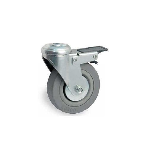 Avl 550975H Roulette à œil tournante 75 mm avec frein pédale caoutchouc gris