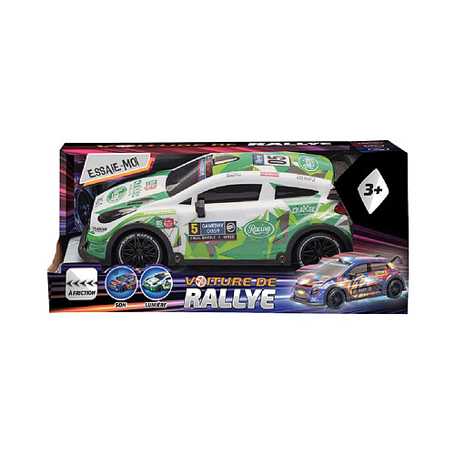 WDK A2601130 Voiture de rallye friction 23 cm vert/blanc sons & lumières